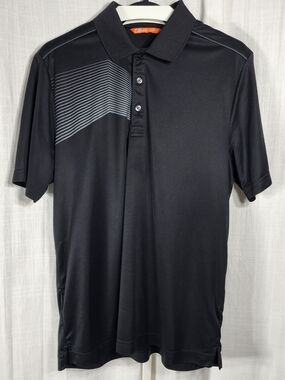 Men's Black Polo Shirt with Subtle Stripe Detail